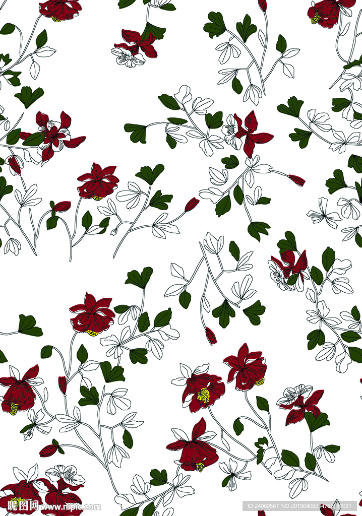 高清矢量小红花朵