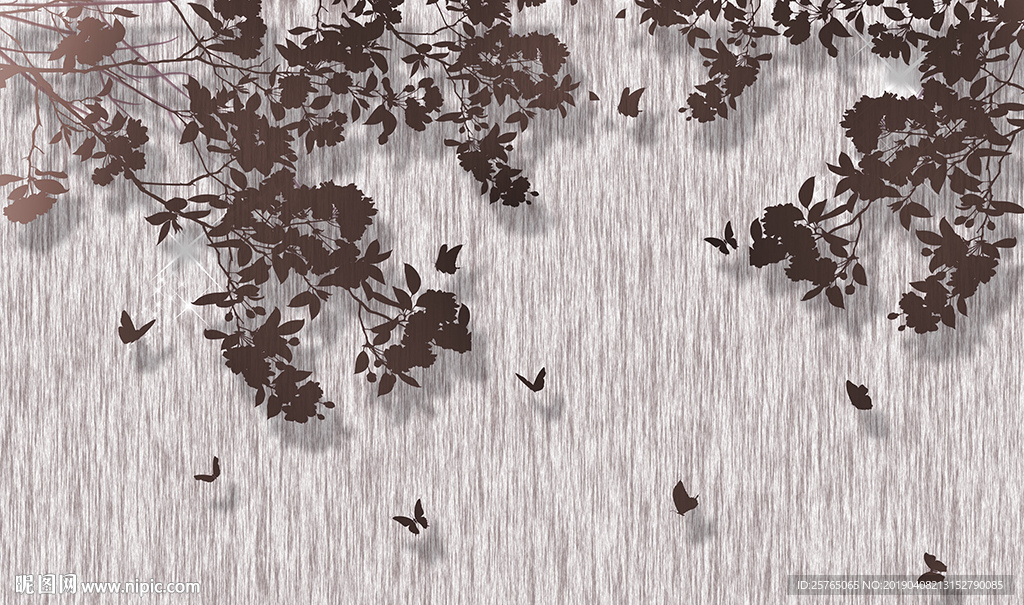 简约花卉蝴蝶电视电视背景墙