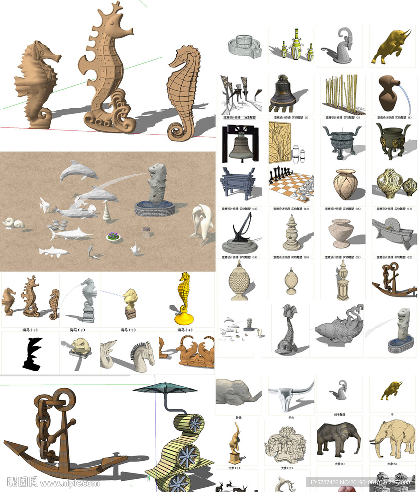 广场雕塑装饰模型