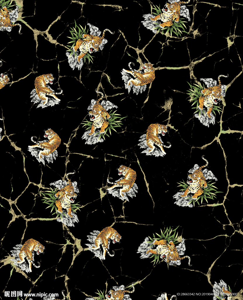 大牌男装 老虎 花布