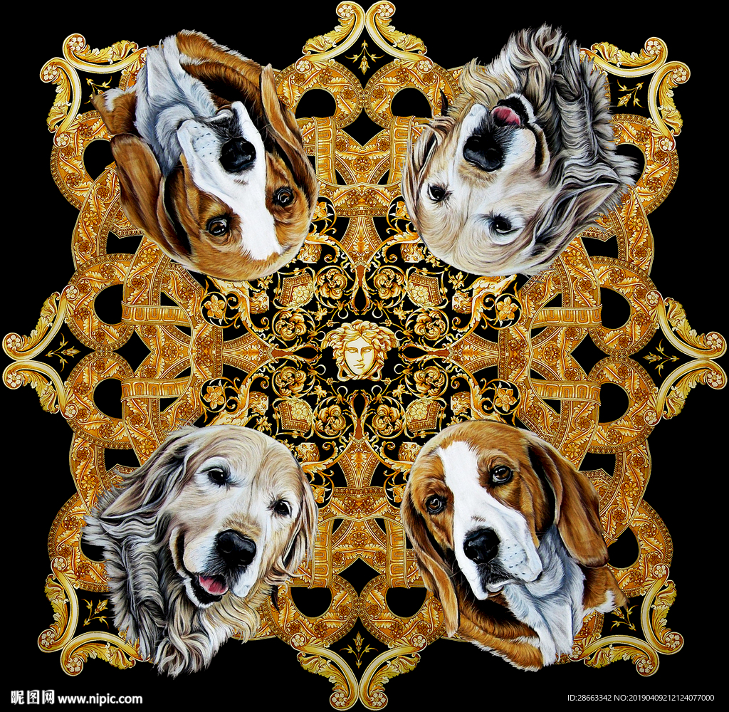 大牌男装 范思哲 方巾 狗