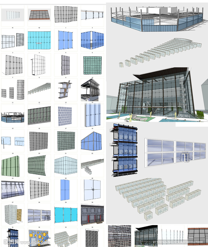 玻璃幕墙SU模型