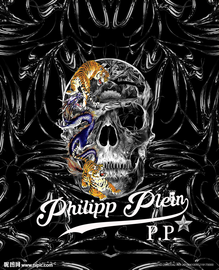 大牌男装 骷髅头 印花