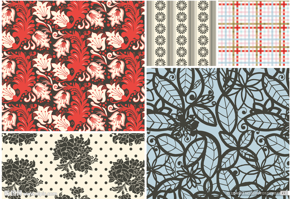 矢量花 格子 小碎花