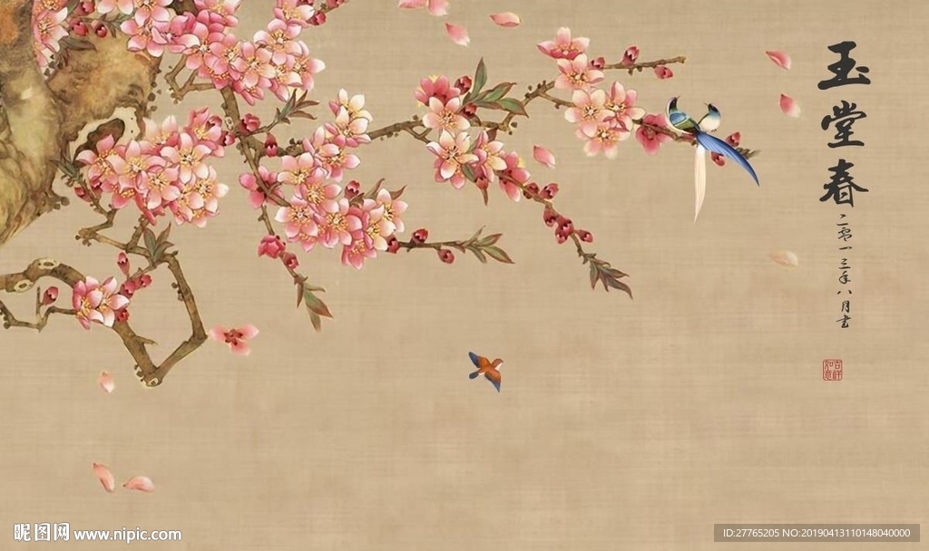 玉堂春山水背景墙