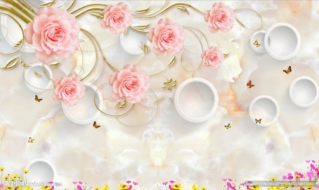 大理石玫瑰花朵