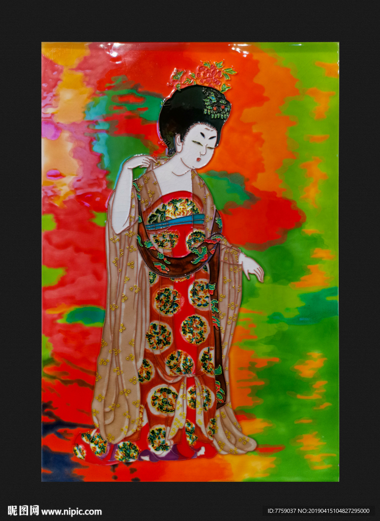 唐三彩唐代仕女壁画