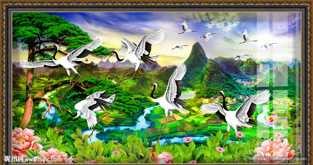 仙鹤 国画仙鹤 仙鹤国画 松鹤