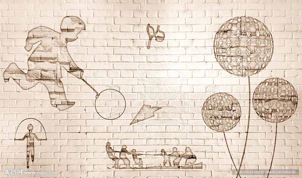 简约花卉砖墙八零后回忆电视背景