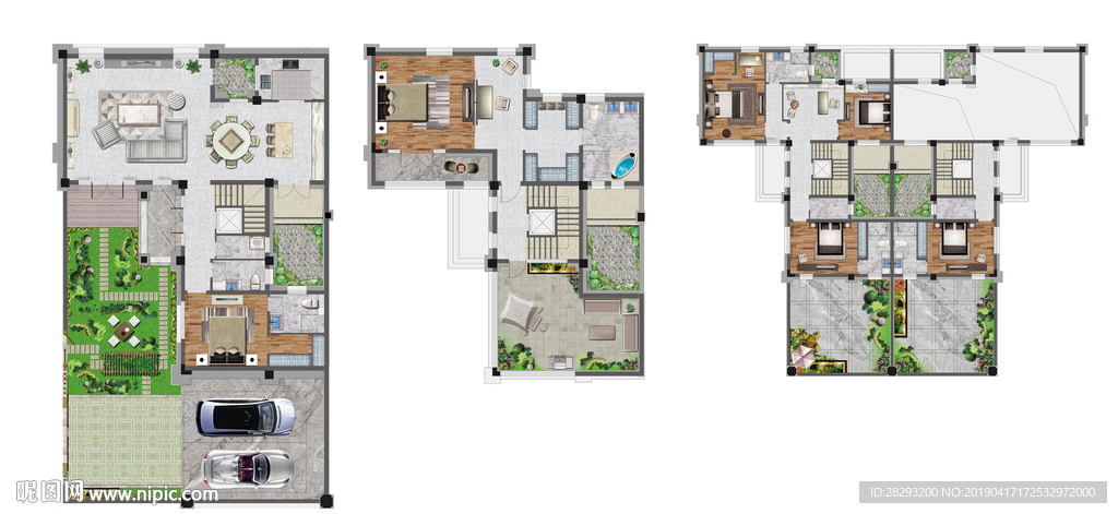 合院别墅户型贴图