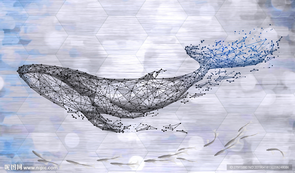 3D抽象海豚电视背景墙