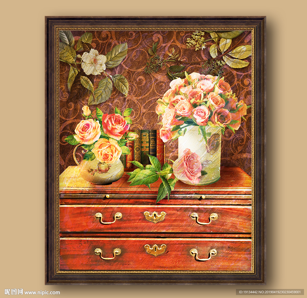 花卉静物欧式复古装饰油画