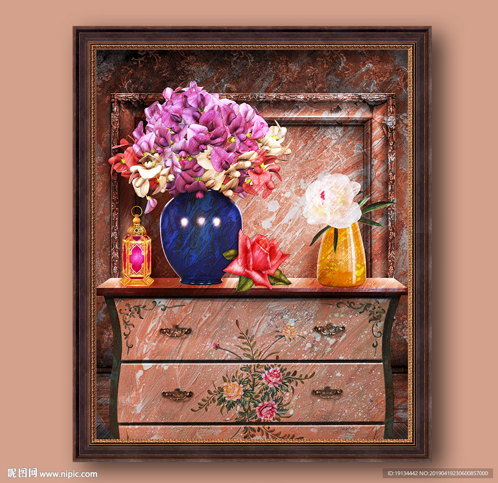 花卉花瓶油画欧式装饰画