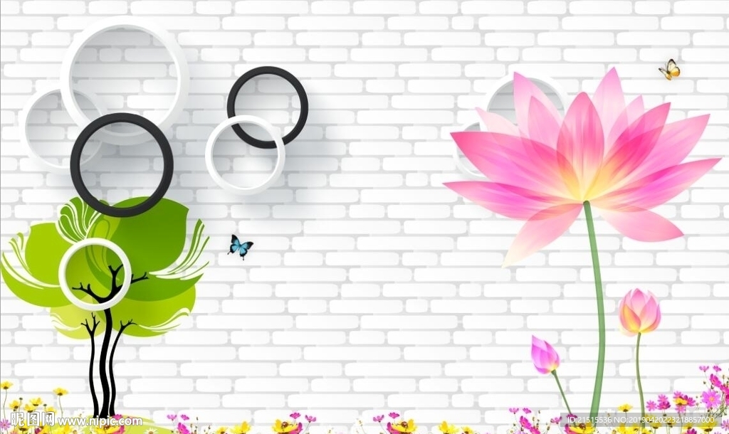 3D抽象树莲花图