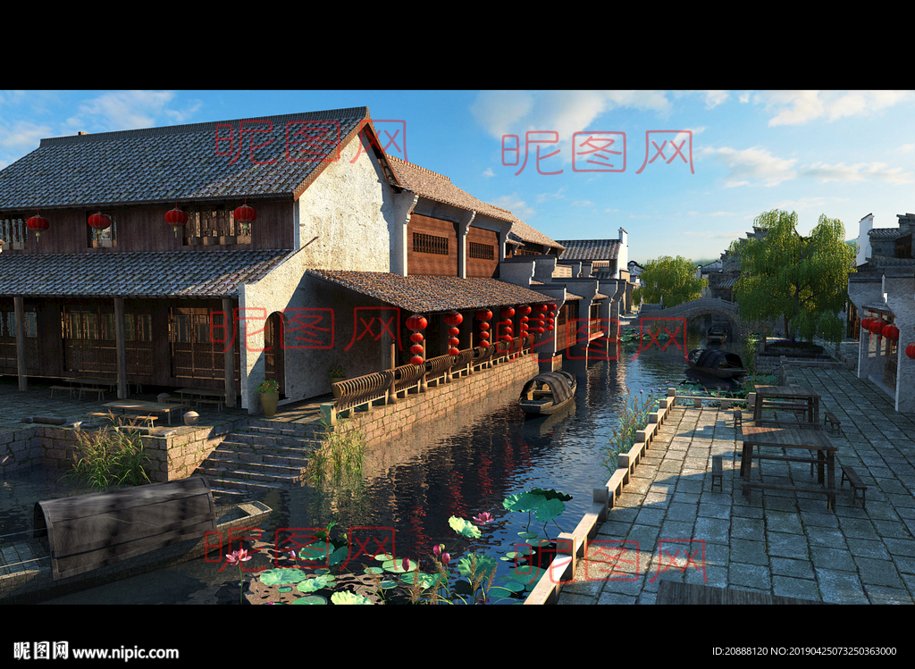 江南水乡 古建动画场景