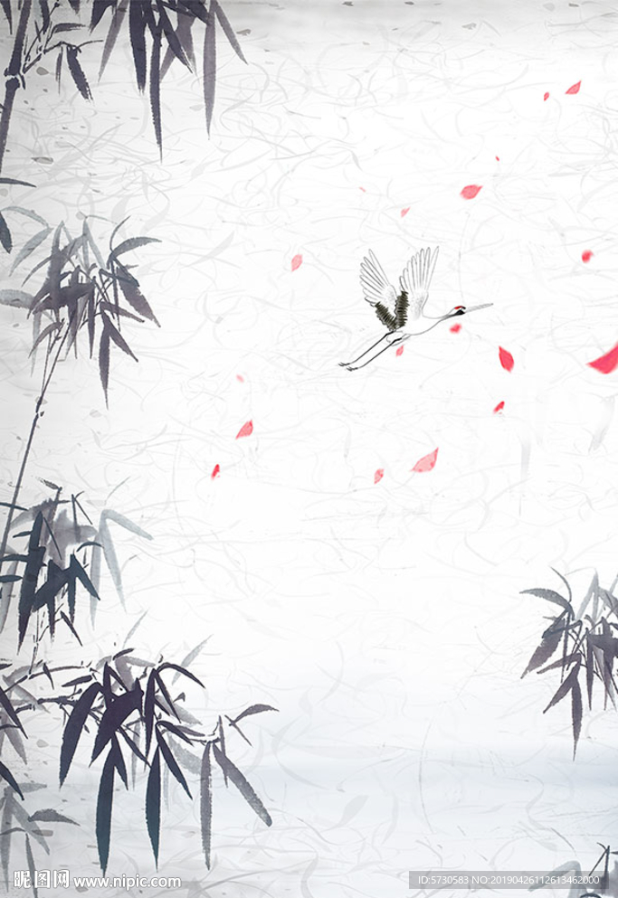 淡雅意境水墨竹子古风海报背景,