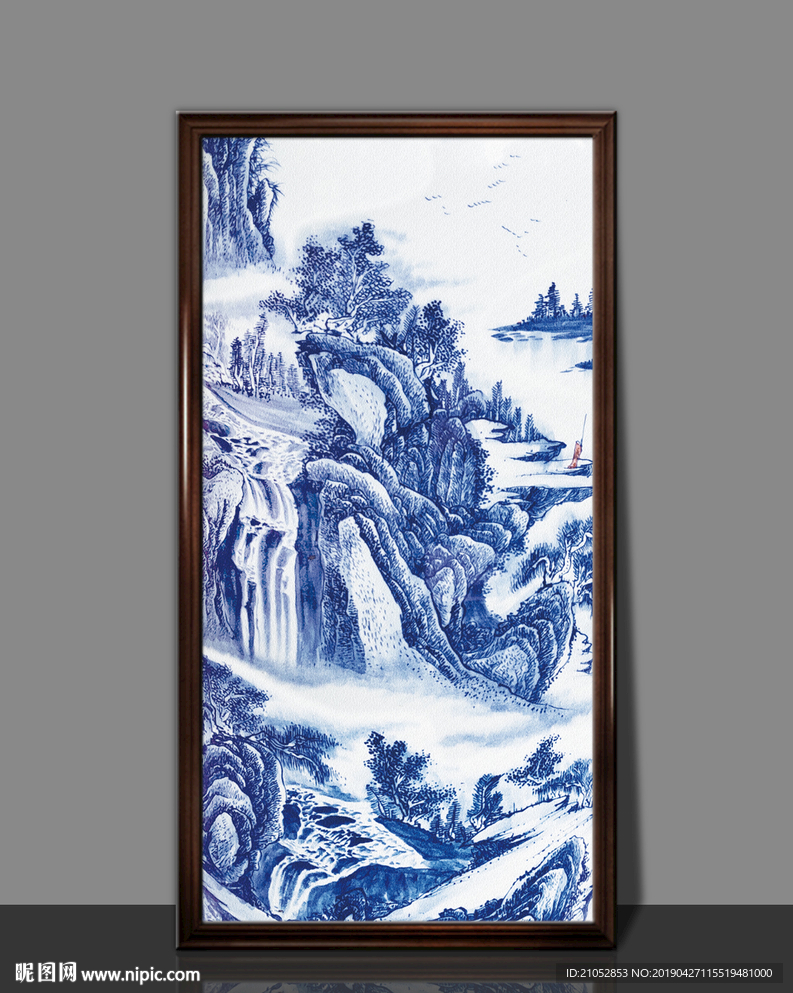 中国风青花山水画