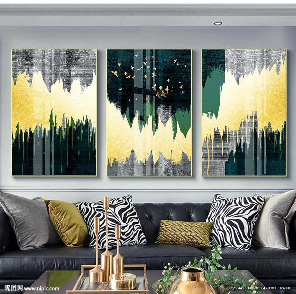 抽象复古客厅沙发背景装饰画