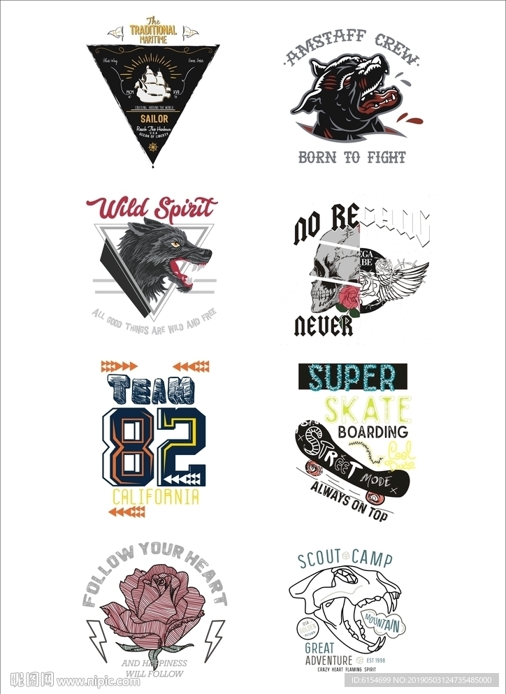 T恤印花动物卡通花卉字母图案