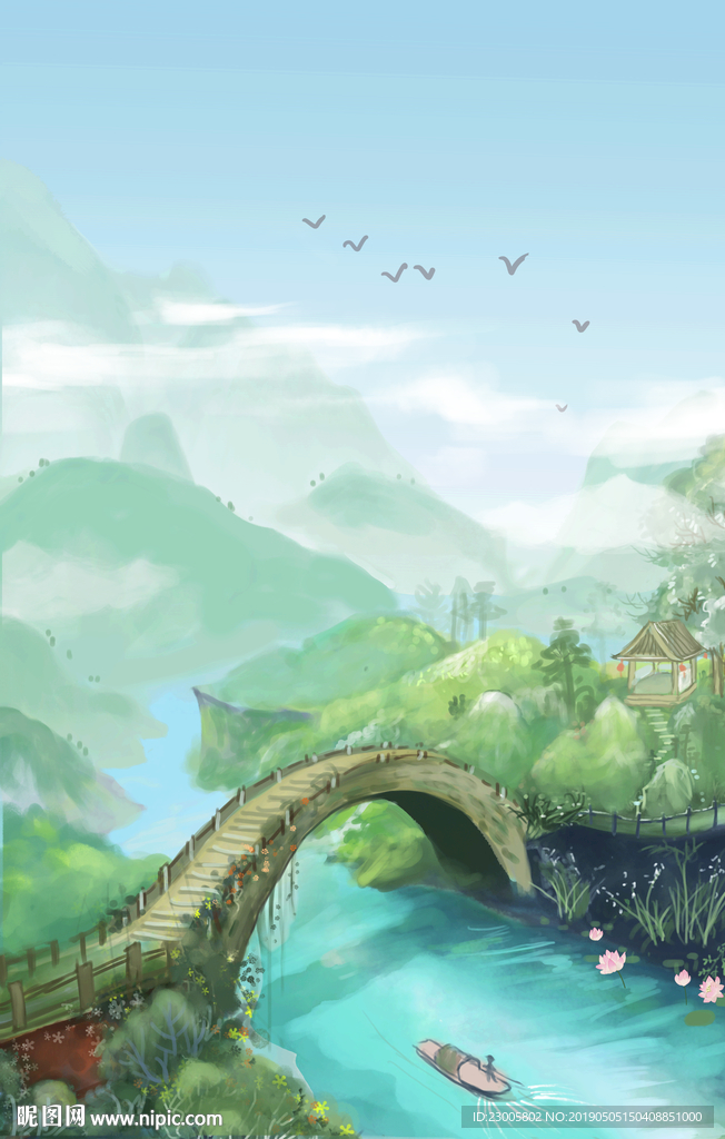 原创手绘卡通插画绘本背景