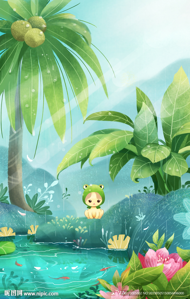 原创手绘卡通插画绘本背景