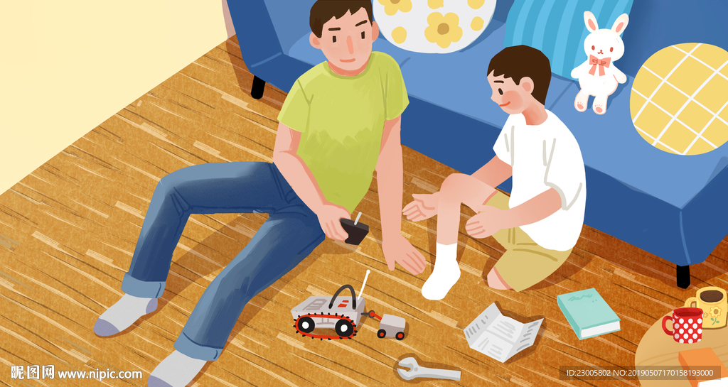 父亲节手绘插画