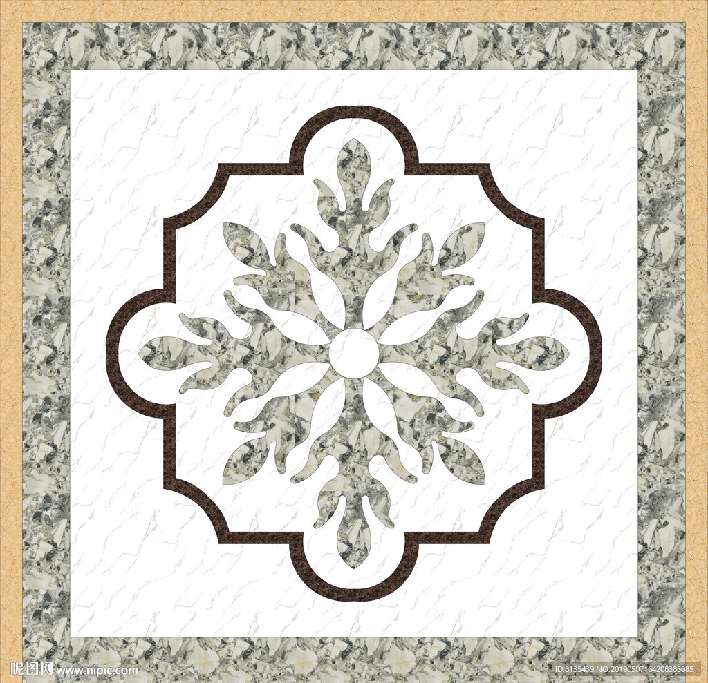 大气新中式爵士白水刀地拼花图案