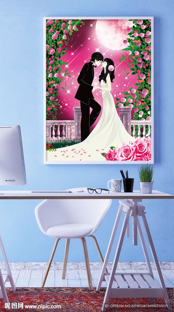 幸福约定浪漫情人复古玫瑰装饰画