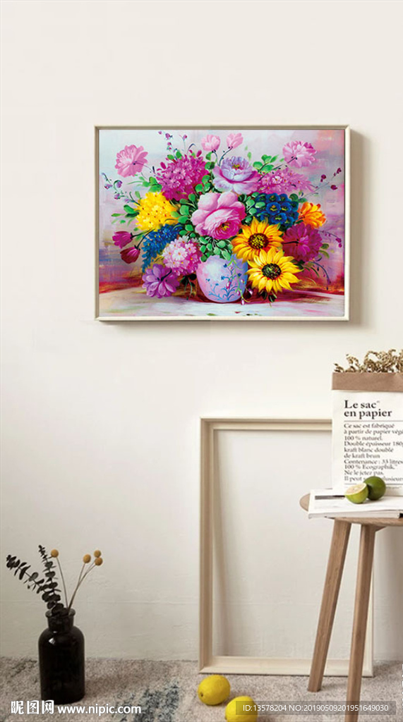 现代复古欧式手绘花卉油画无框画