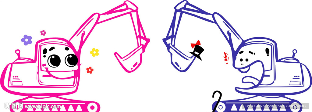 硅藻泥卡通挖土机卡通男女挖土机