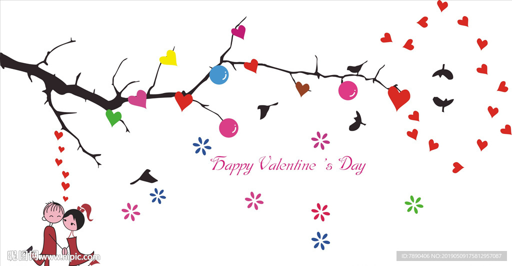 硅藻泥时髦情人节海湾花小鸟恋爱