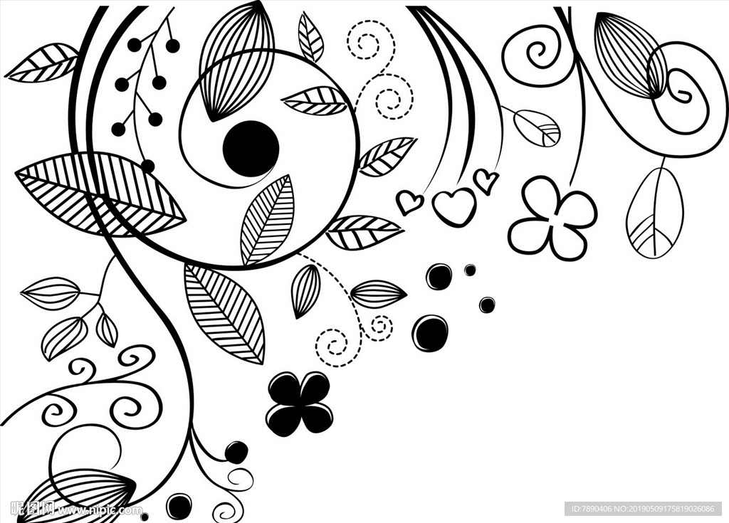 硅藻泥欧式花纹花藤素材绿叶