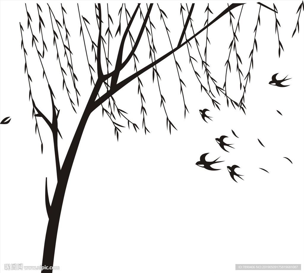 硅藻泥垂柳燕子回归