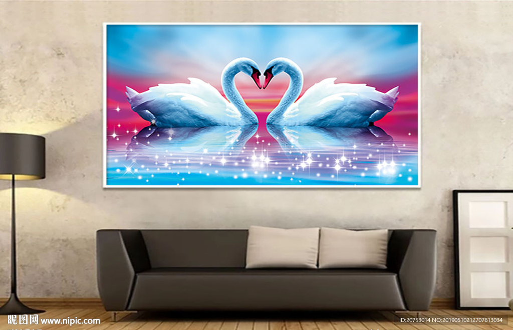 高清时尚浪漫天鹅湖室内装饰画