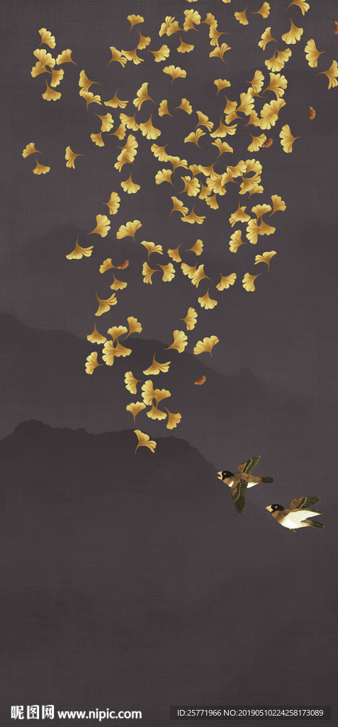 竖幅花鸟装饰画