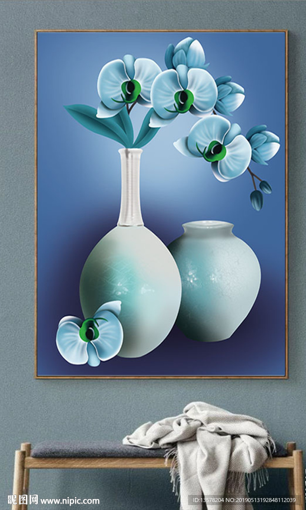 蝴蝶兰花卉花瓶无框画钻石画