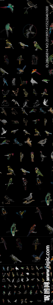 百款飞鸟 家禽CAD图库