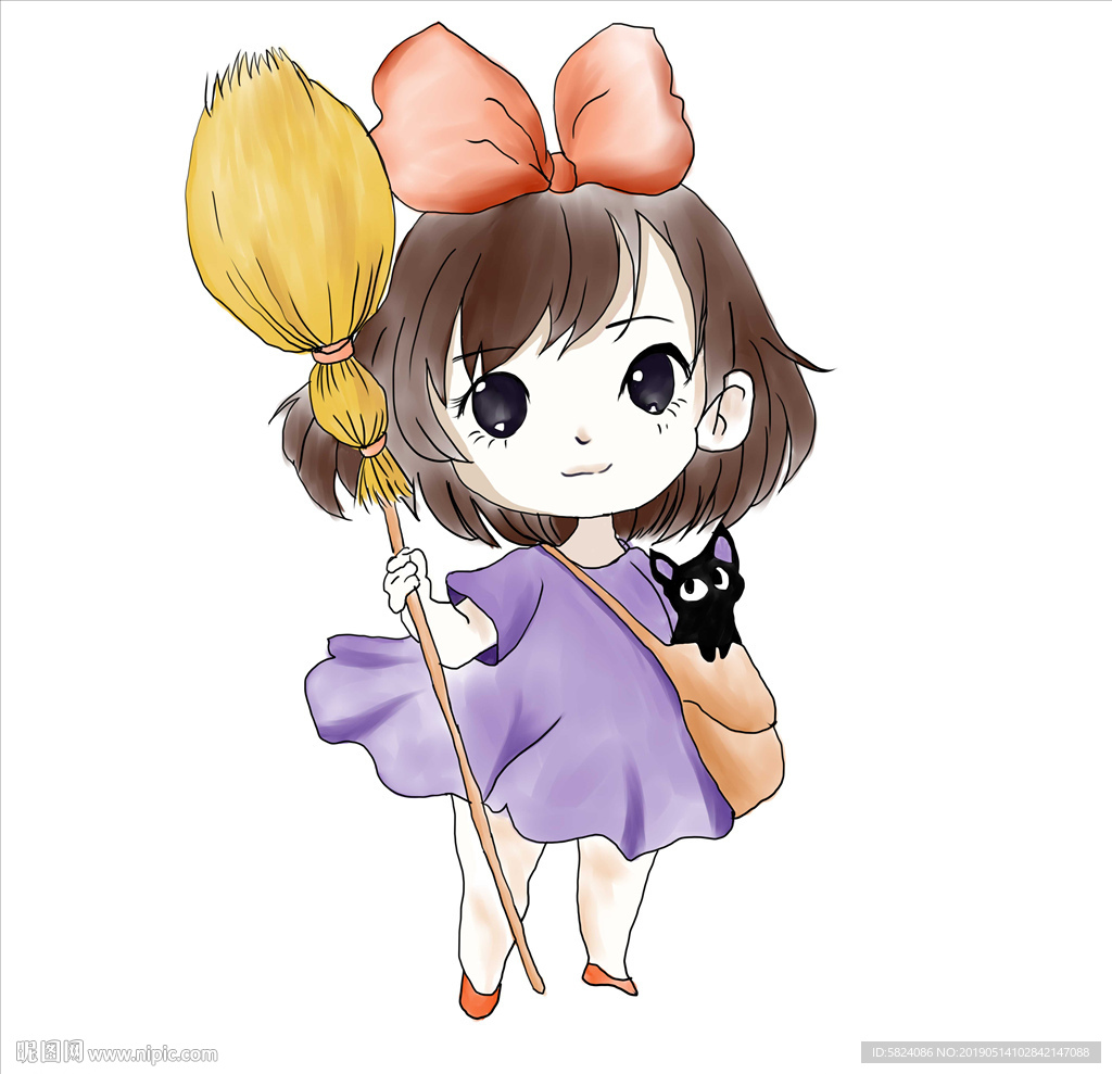 手绘卡通图案女孩漫画人物