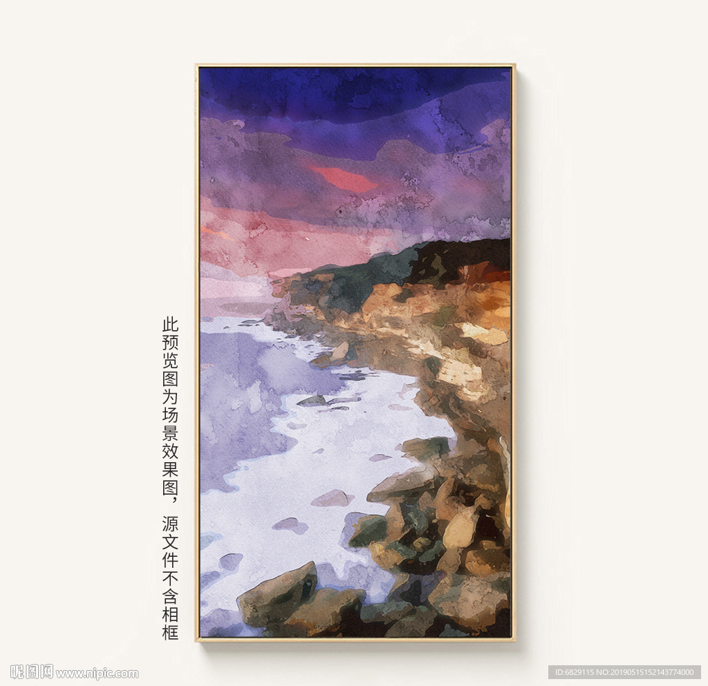 现代简约海滩装饰画海洋油画图片