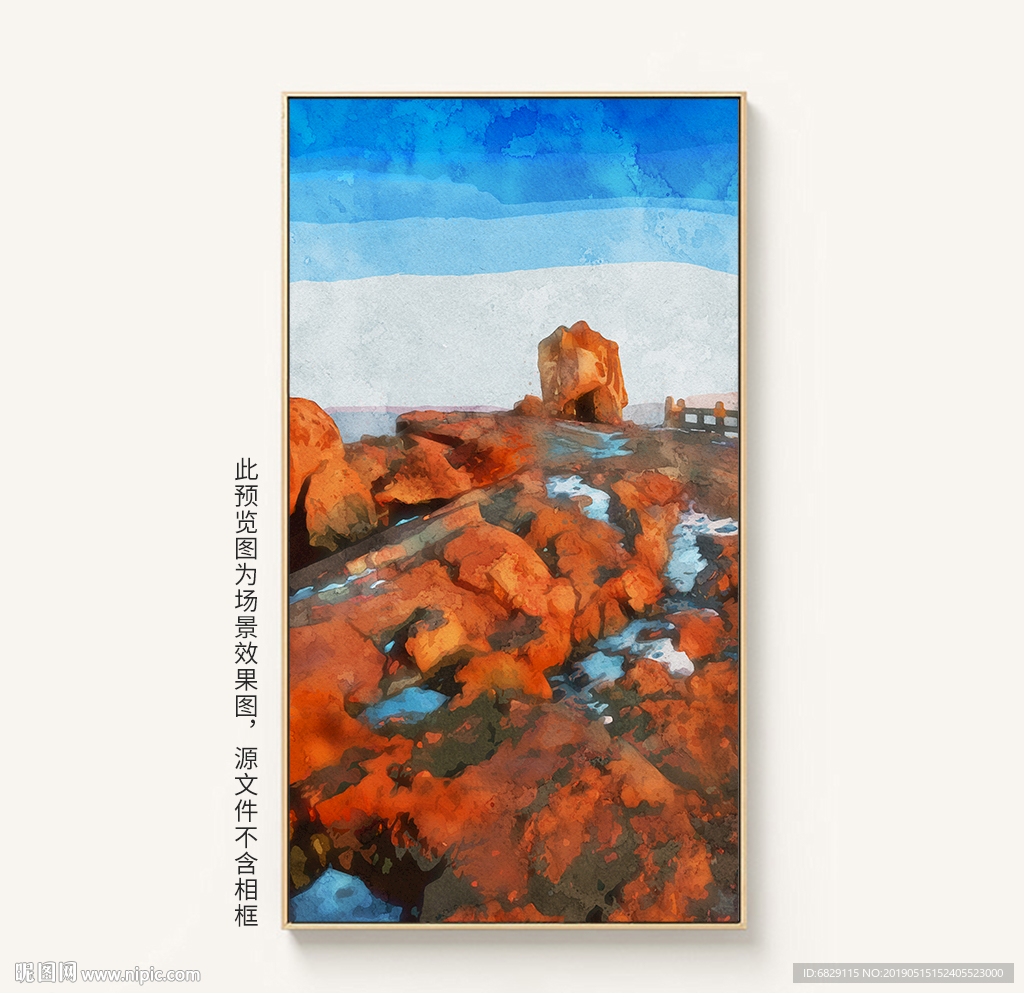 美丽大海海滩抽象手绘装饰画油画