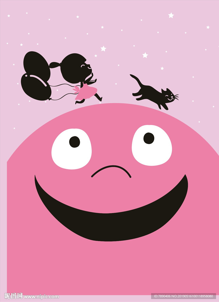 硅藻泥星空大头小女孩气球猫