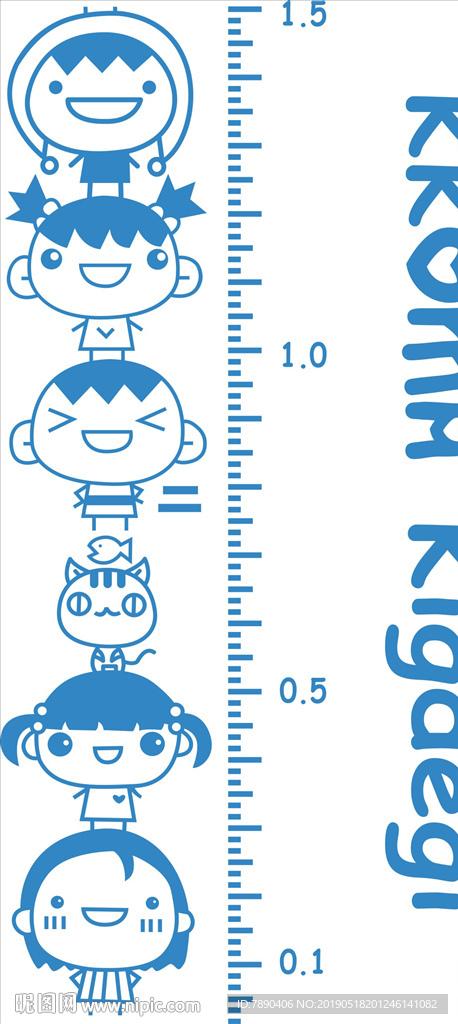 硅藻泥量身高卡通小朋友猫咪标尺