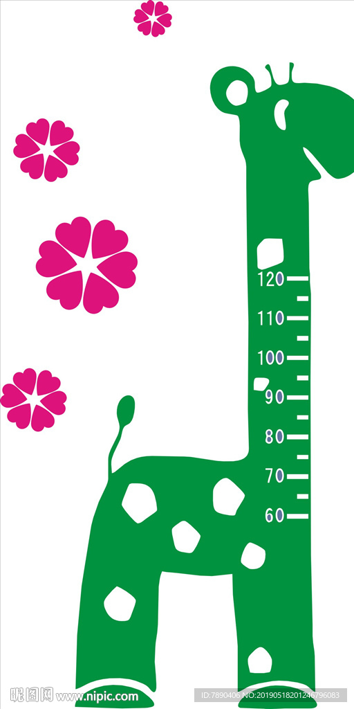 硅藻量身高快乐长颈鹿花朵花标尺