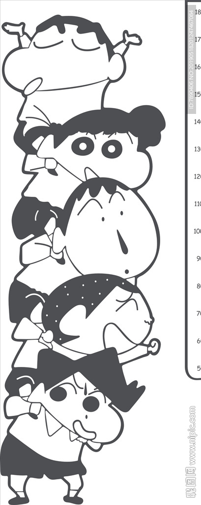 硅藻泥量身高卡通小朋友一家标尺