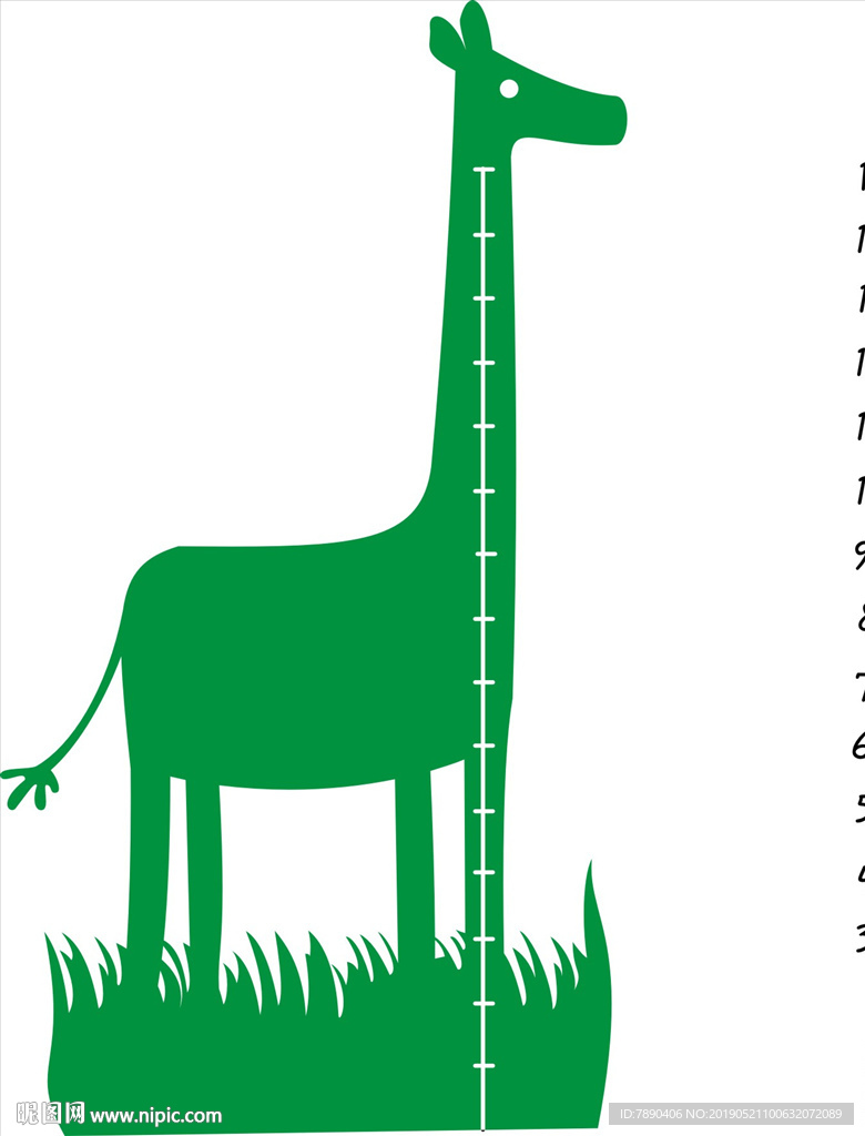 硅藻泥量身高长颈鹿草地标尺