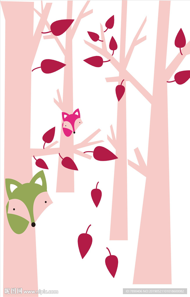 硅藻泥大树狐狸落叶