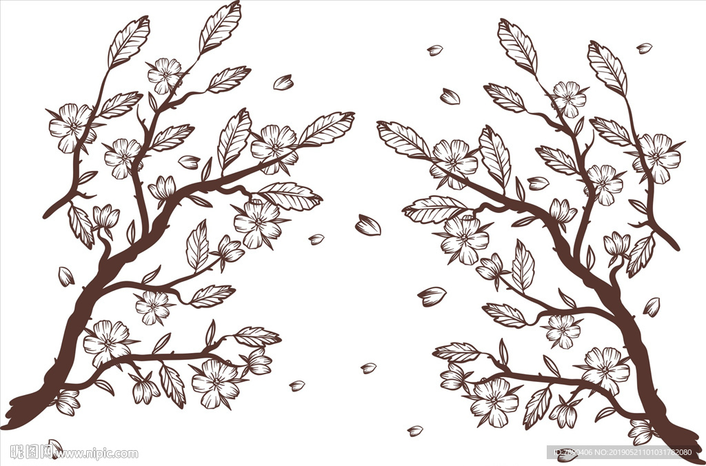 硅藻泥梅花花素材矢量花对称花