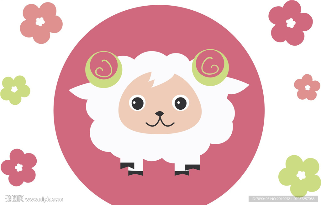 硅藻泥七彩花朵卡通羊