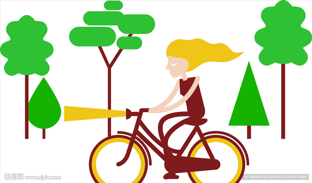 硅藻泥骑车美女树自行车长发美女