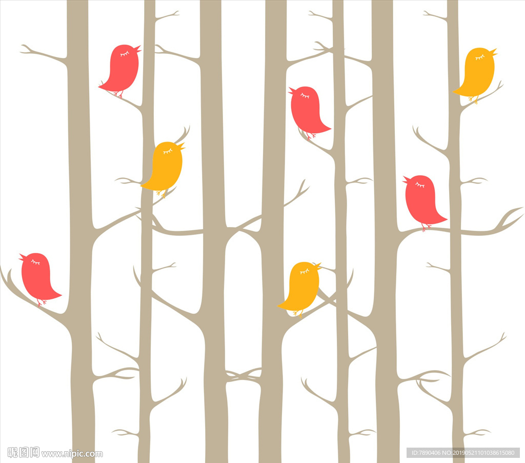 硅藻泥秋小鸟树干树